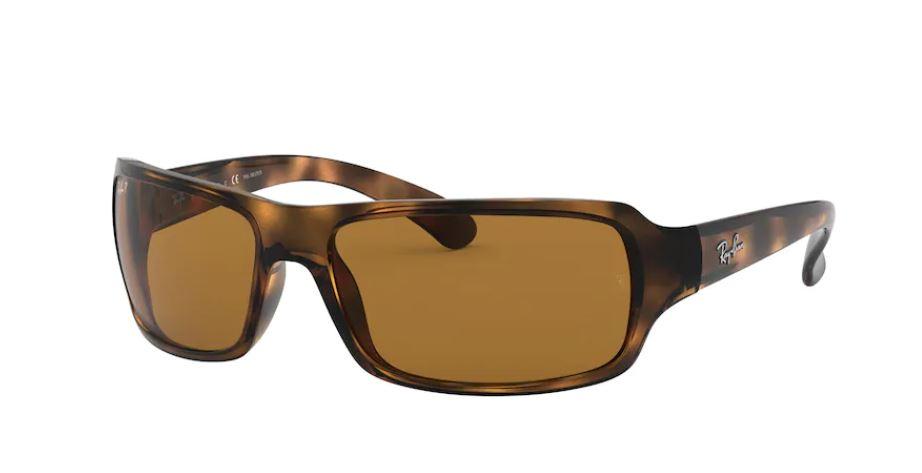 Ray-Ban RB4075 642/57 Rectangle Plastic Havana Brown Polarized Sunglas ...