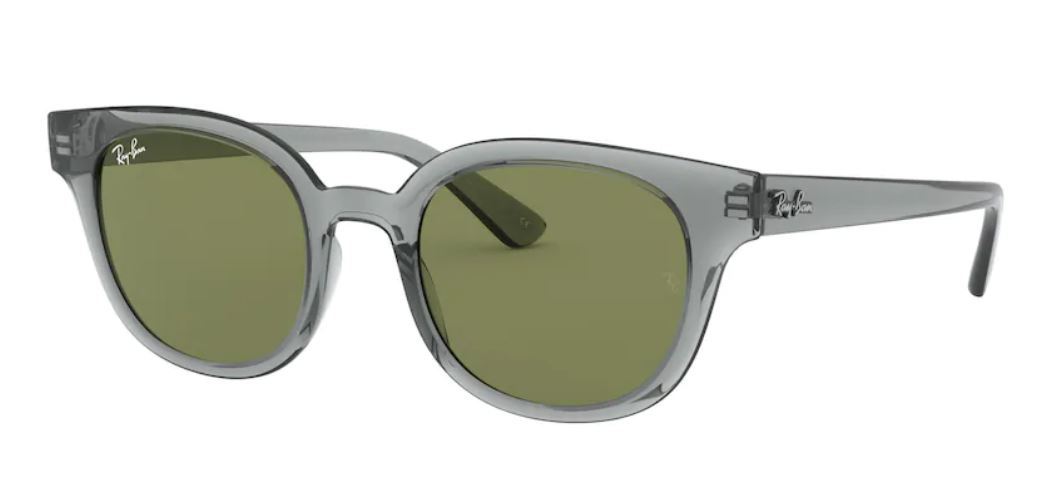 Ray-Ban RB4324 64504E Square Plastic Transparent Grey Bottle Green Sun ...